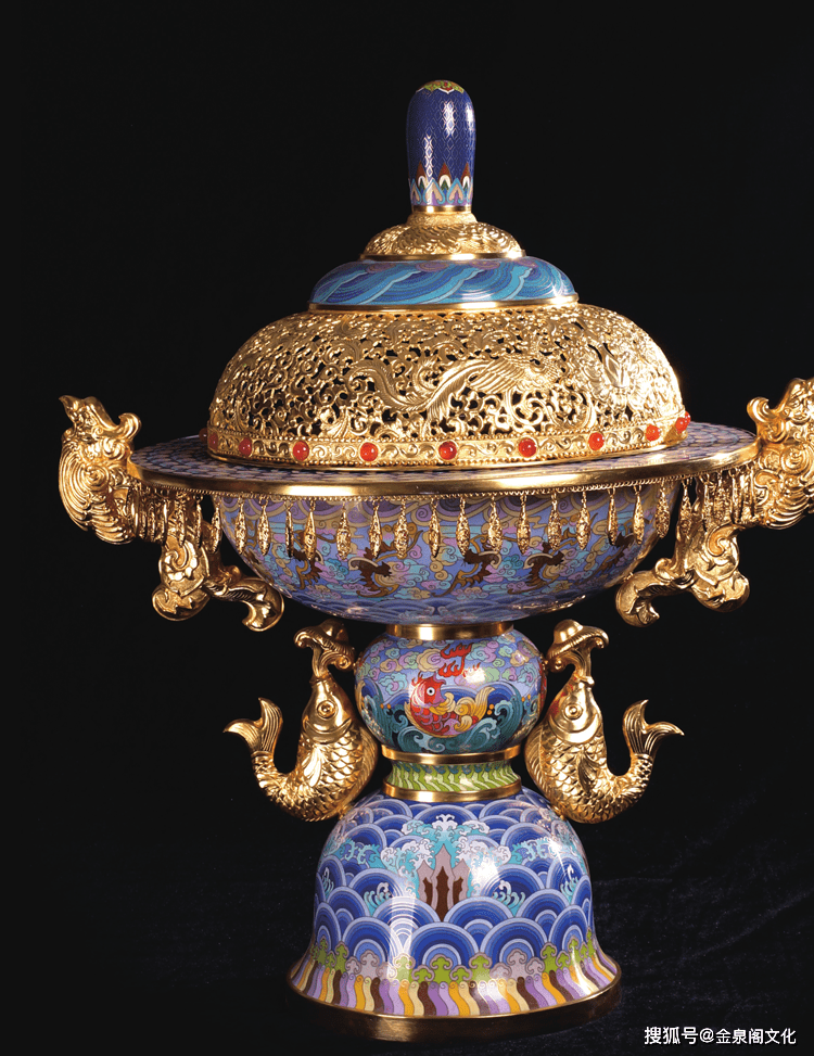 霍鐵輝大師景泰藍天地祥瑞香薰?fàn)t琺瑯擺件_中國_藝術(shù)品_工藝美術(shù)