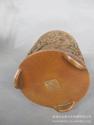 【梅花筆筒-文房用品、特色禮品、銅工藝品、藝術品、工廠來樣加工】價格,廠家,圖片,金屬工藝品,成都吉金屋文化傳播-
